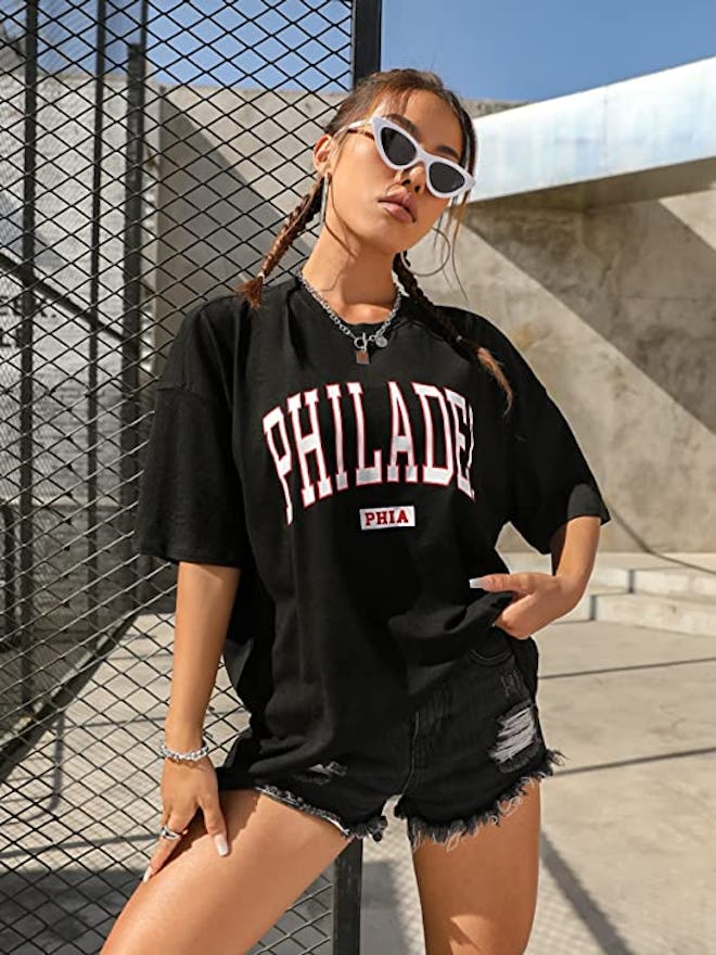 SOLY HUX Oversized Letter Print Graphic Tee