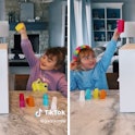 Twin daughters wow their mom with their ability to pick the same colored blocks repeatedly.