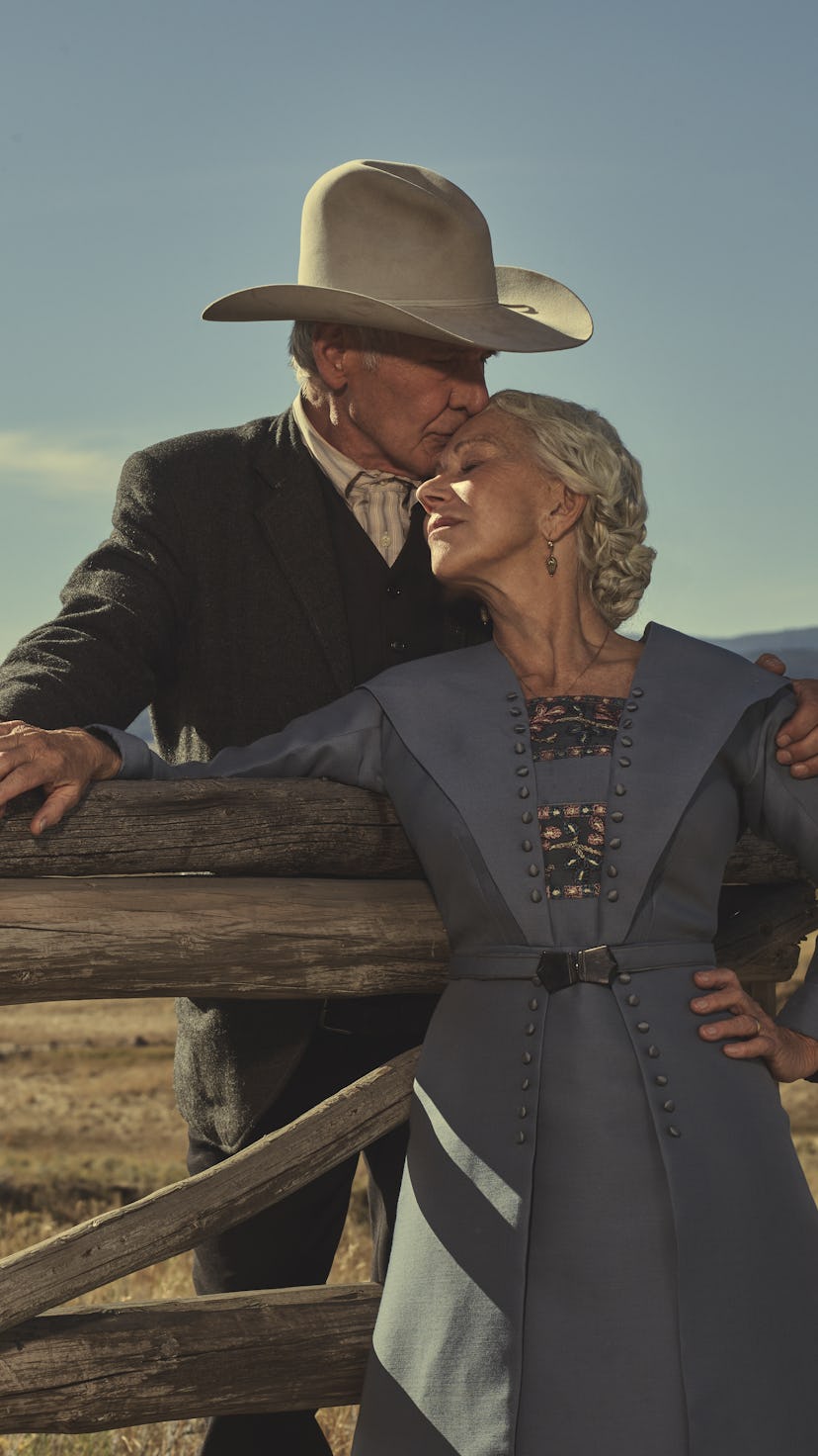 Harrison Ford as Jacob Dutton and Helen MIrren as Cara Dutton in 1923.