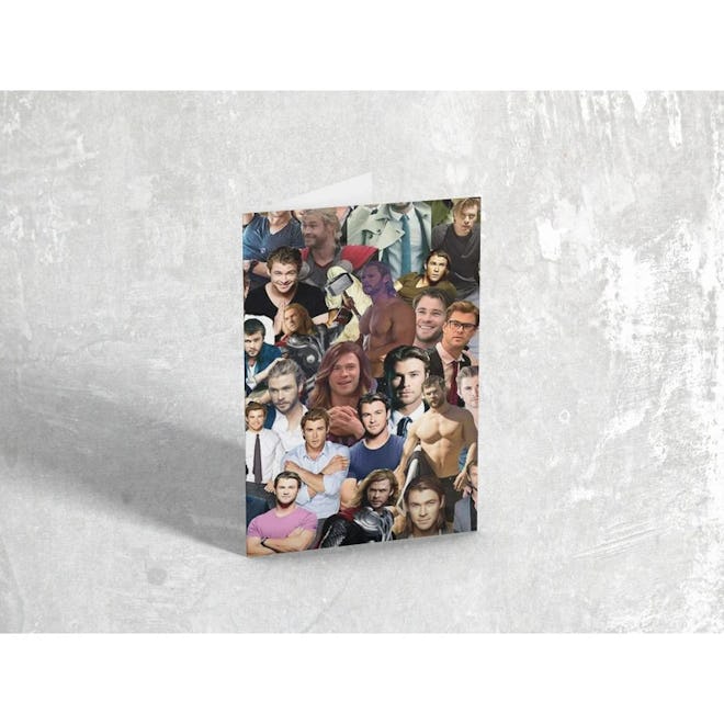 chris hemsworth collage on a hot celebrity dad greeting card