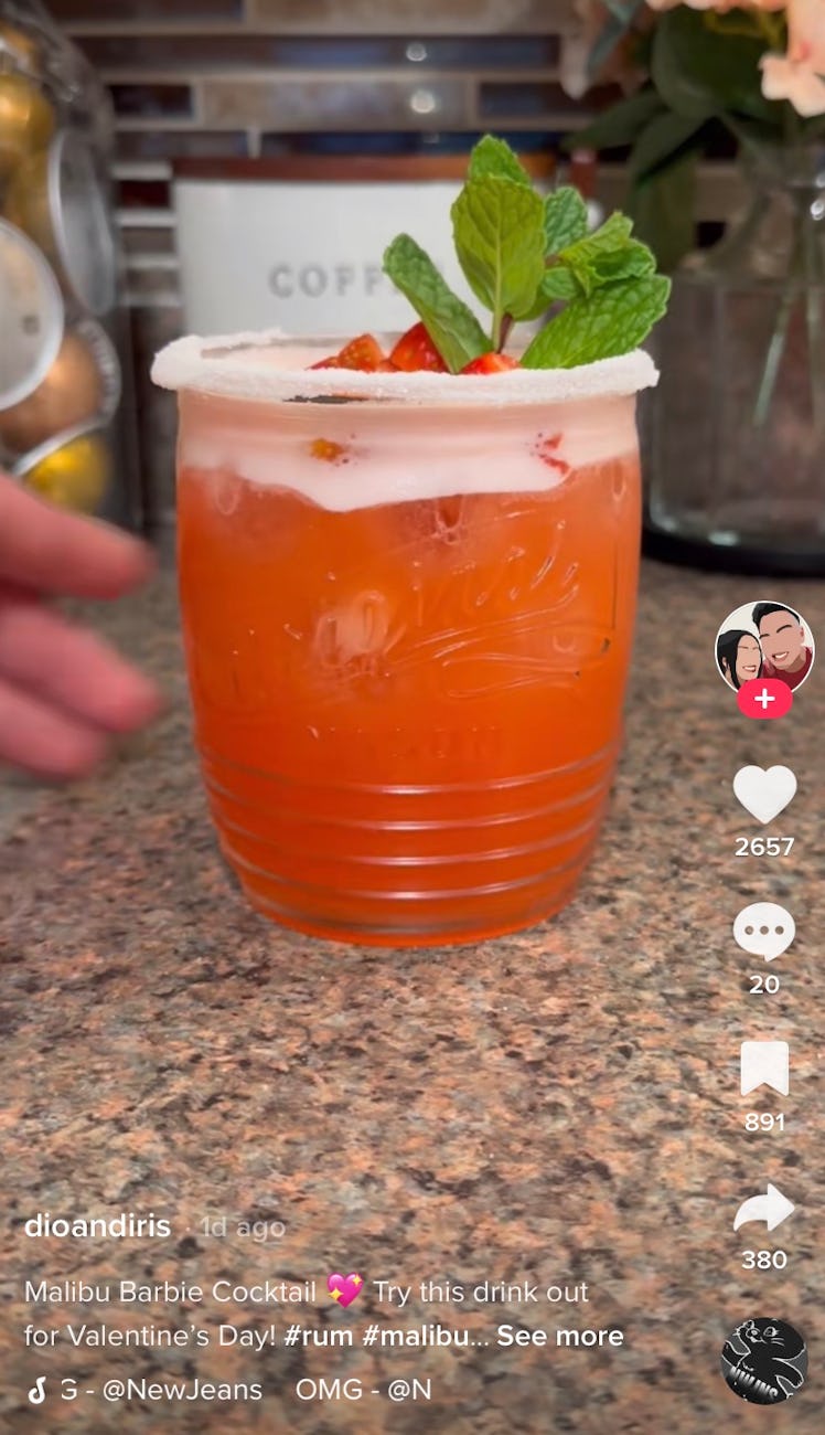 This Malibu Barbie cocktail in a great Valentine's Day recipe to make at home