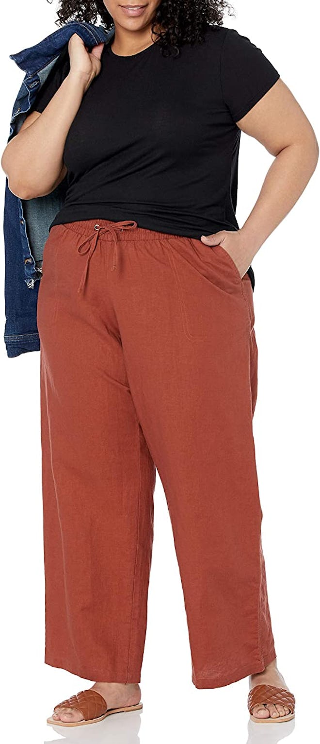 Amazon Essentials Linen Blend Drawstring Wide Leg Pants