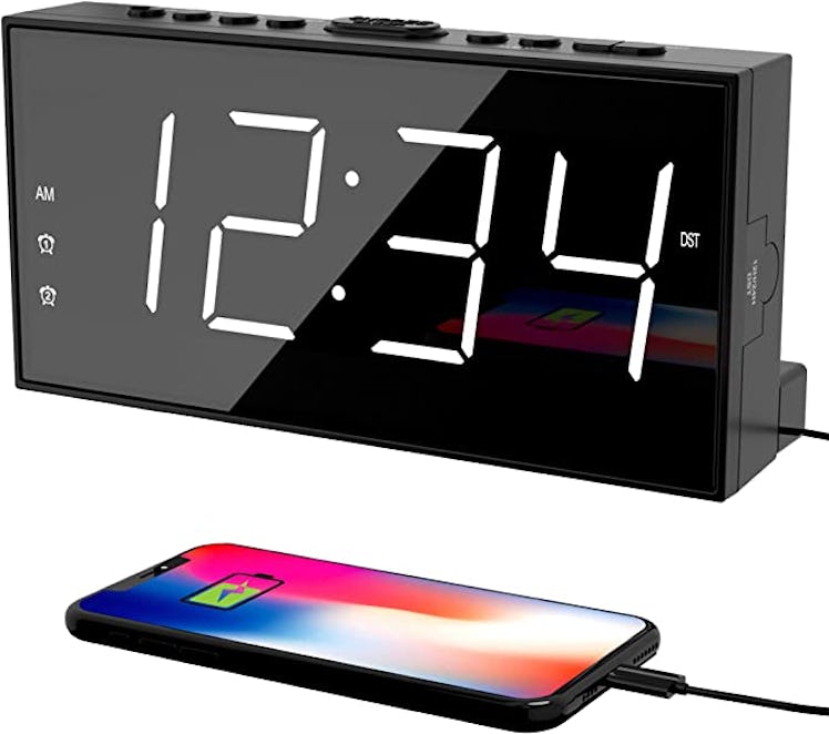 PPLEE LED Big Display Clock with USB Charging Port