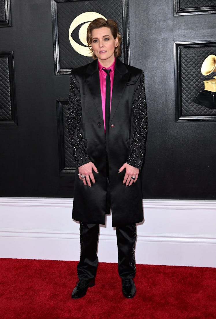 Brandi Carlile arrives for the 65th Annual Grammy Awards at the Crypto.com Arena in Los Angeles on F...