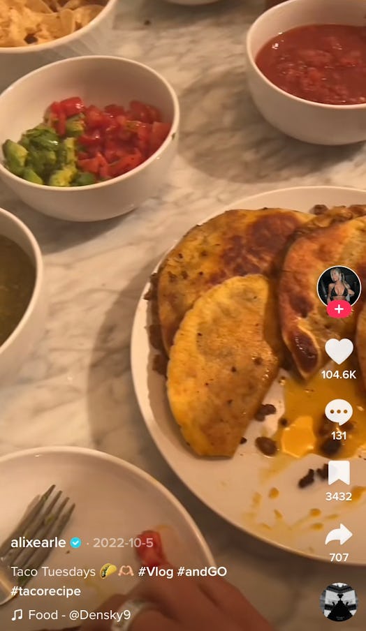 Alix Earle shows how to make beef tacos on TikTok for Taco Tuesday.