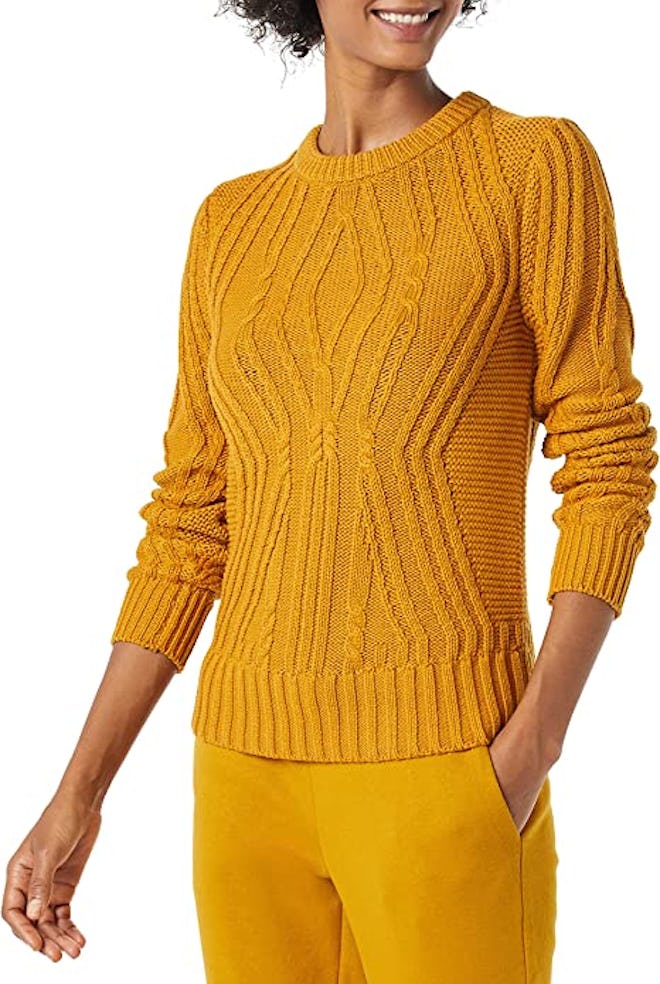 Amazon Essentials 100% Cotton Crewneck Cable Sweater
