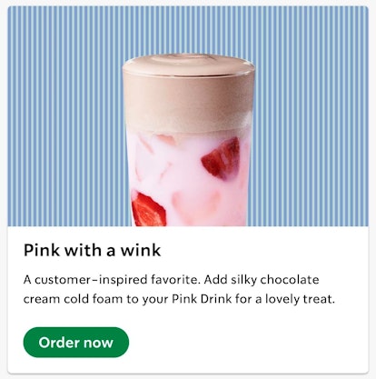 Starbucks’ Valentine’s Day deals include a Pink Drink & 50% off Uber Eats.