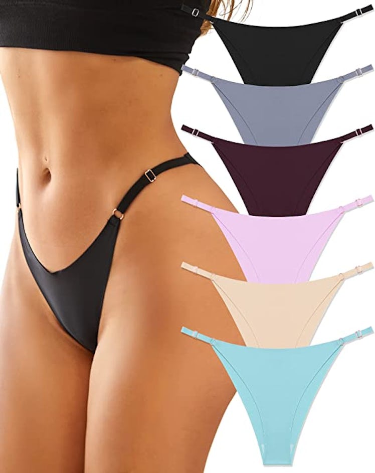 CUTE BYTE Adjustable High-Cut Seamless Underwear (6-Pack)