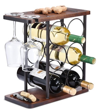 ALLCENER Wine Rack with Glass Holder