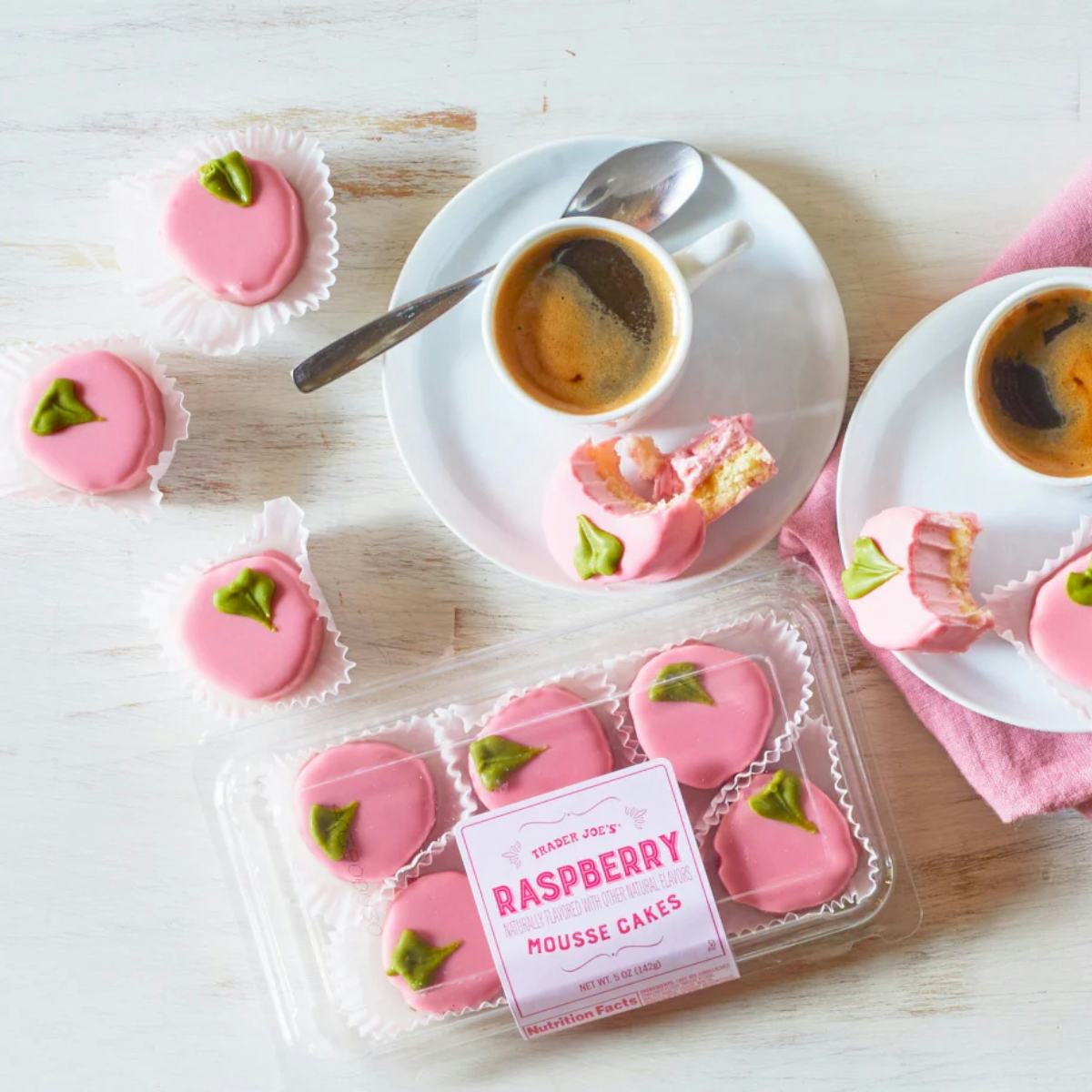 Trader Joe's Valentine's Day items include raspberry mousse cakes.