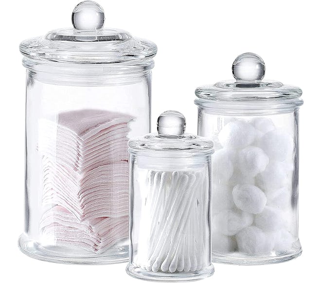 Premium Glass Apothecary Jars with Lids (Set of 3)