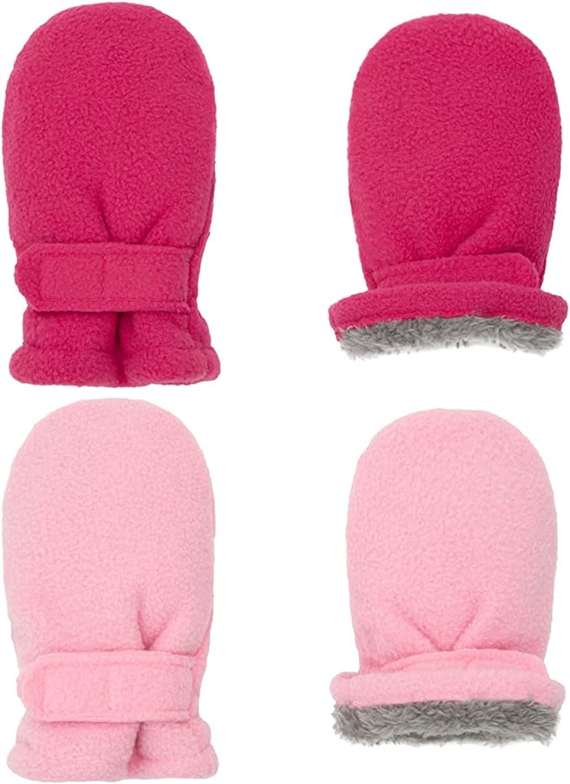 two pairs of thumbless mittens