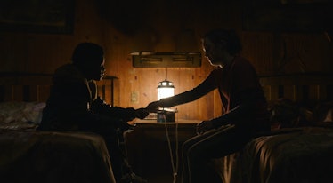 Keivonn Montreal Woodard as Sam and Bella Ramsey as Ellie in The Last of Us Episode 5