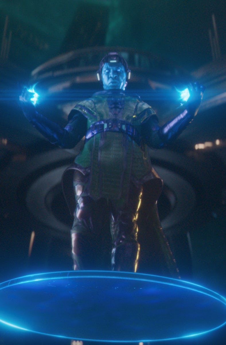 Jonathan Majors' Kang the Conqueror floats on a platform in Ant-Man and the Wasp: Quantumania