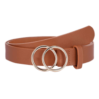 Faux Leather Belt with Double O-Ring Buckle