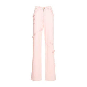 Blumarine Roses & Thorns Embroidered Wide Jeans
