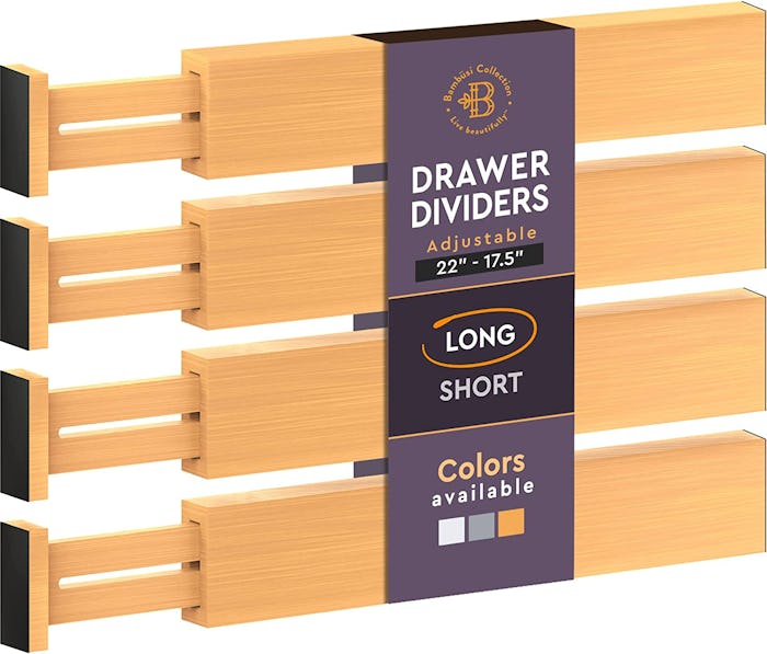 Bambusi Bamboo Drawer Dividers (4-Pack)