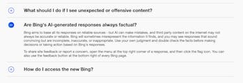 Microsoft's Bing disclaimer in the Bing FAQ.