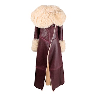 Marni Shearling-Collar Leather Coat