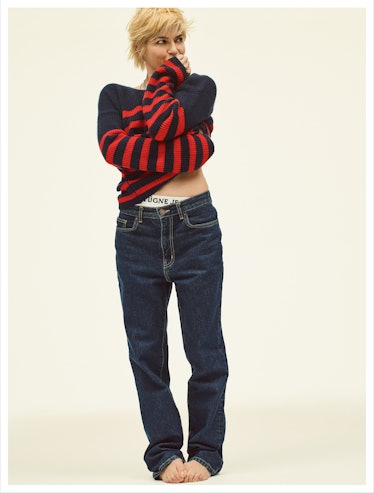 Selma Blair in jeans and La Ligne striped top