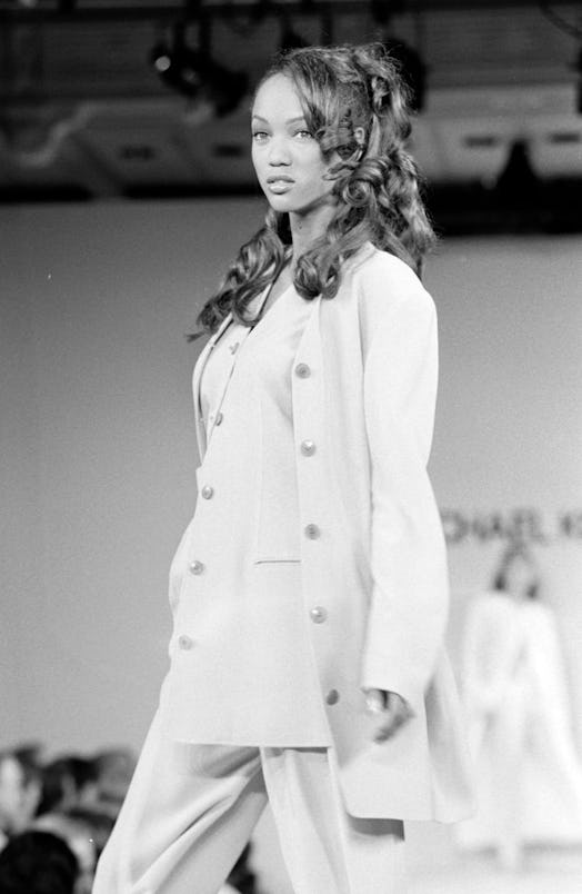Half-up hair at Michael Kors 1993 ready to wear show.