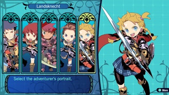character select from Atlus Etrian Odyssey game