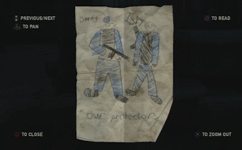 A child’s drawing of Danny and Ish in 2013’s The Last of Us