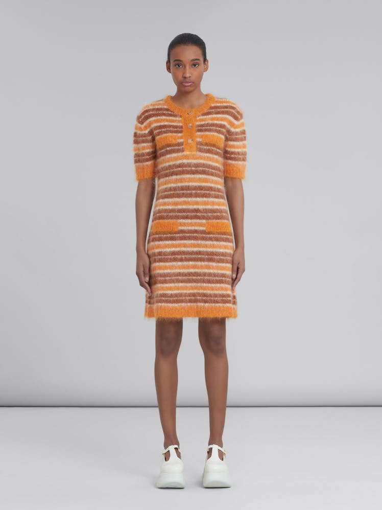 Mohair Dress With Orange Stripes