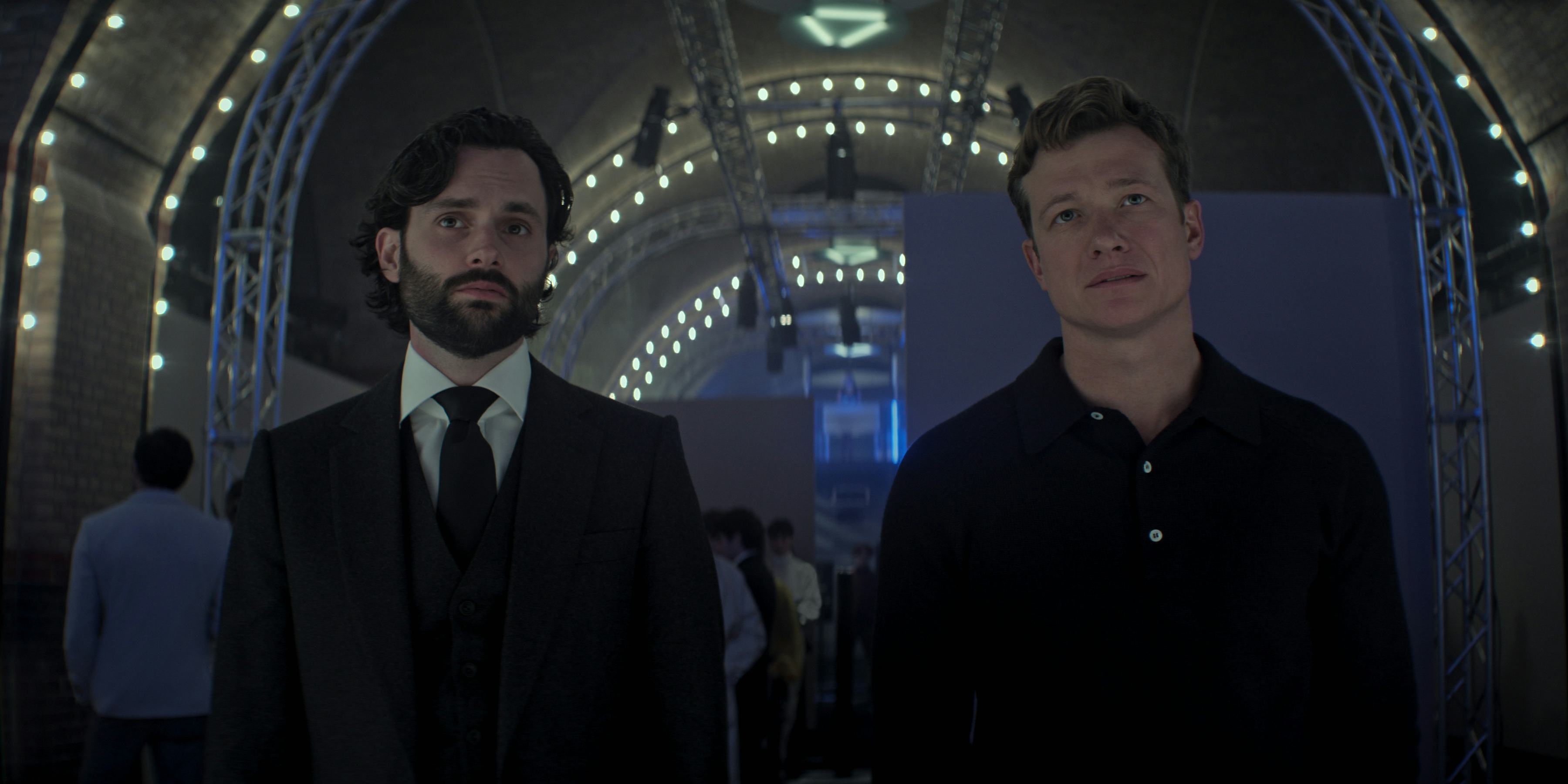 Penn Badgley and Ed Speelers star as Joe Goldberg and Rhys Montrose on &lsquo;You&rsquo; Season 4, Part 1. Photo&hellip;