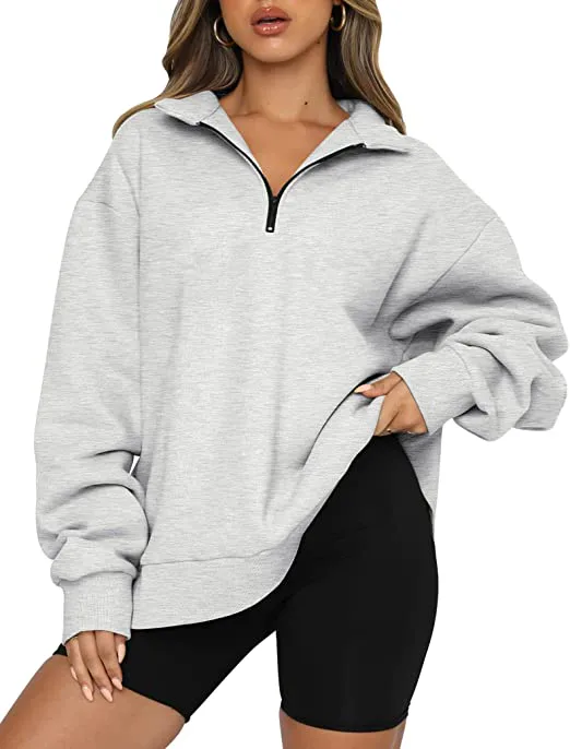 Trendy Queen Oversized Half Zip Pullover
