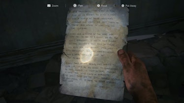 Ish's final letter in 2013's The Last of Us