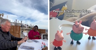 After his granddaughter packed the Peppa Pig family in his suitcase, a grandfather began filming an ...