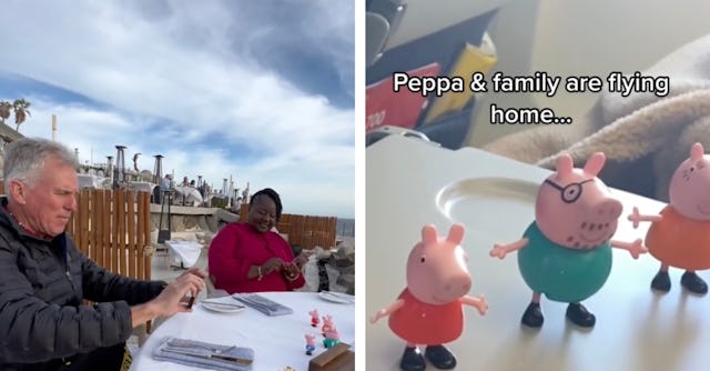 After his granddaughter packed the Peppa Pig family in his suitcase, a grandfather began filming an ...
