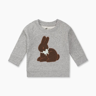 A chocolate bunny sweatshirt, a perfect kids easter outfits 2023
