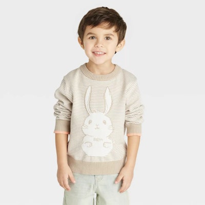 Toddler bunny sweater, a cute option for kids easter outfits 2023