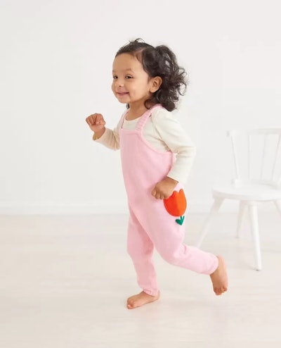 Pink toddler overalls, a fun option for kids easter outfits 2023