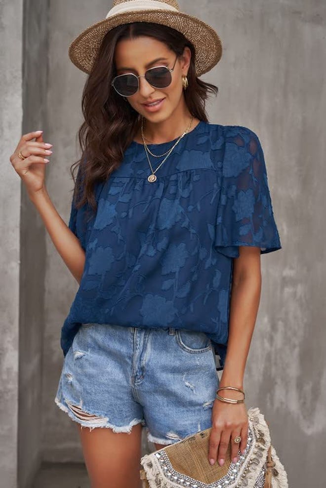 Dokotoo Textured Babydoll Blouse