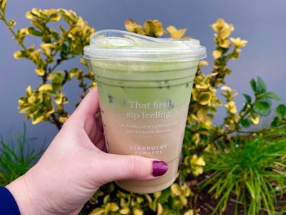The Baby Yoda Starbucks drink is a chai latte with matcha cold foam and inspired by Grogu from 'The ...