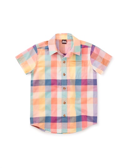 Rainbow plaid shirt, a bright option for your kids easter outfits 2023