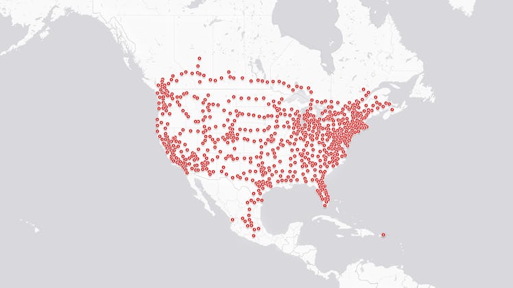 Tesla's Supercharger network map