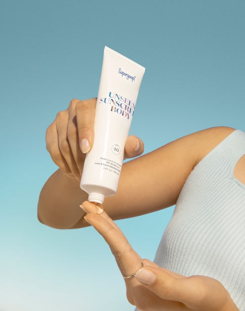 Sunscreen brand Supergoop! just launched the Unseen Body SPF 40, the new bigger version of the Unsee...