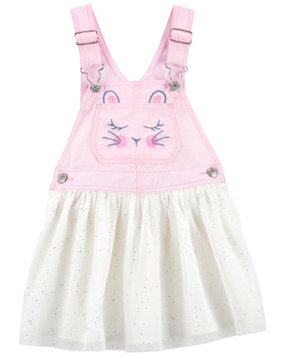 Bunny overalls dress for toddlers, a cute option when considering kids easter outfits 2023