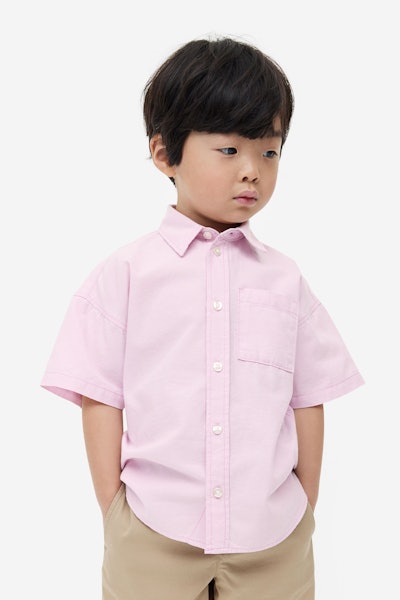 Pink oxford shirt for toddlers, one of many cute kids outfits for easter 2023
