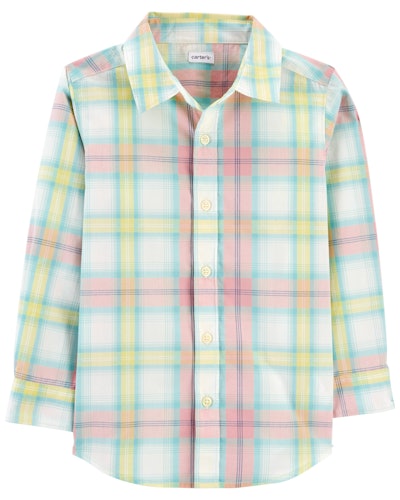Pastel plaid shirt for boys, a festive choice when shopping for kids easter outfits 2023