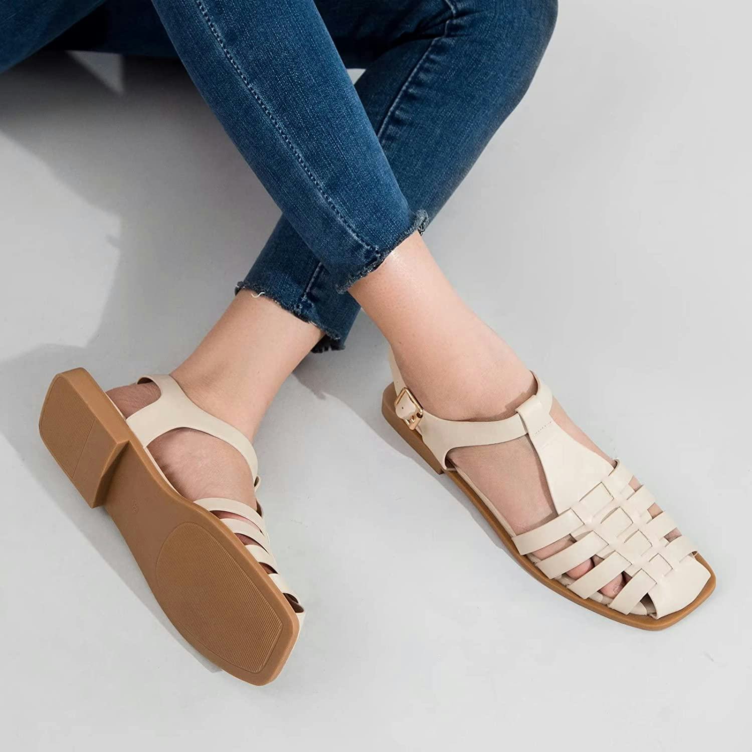 MaxMuxun Closed Toe Cage Sandals