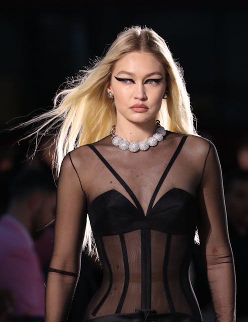 gigi hadid walking the versace f/w '23 fashion show