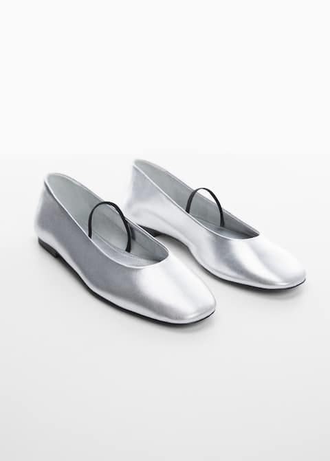 Metallic leather ballerina