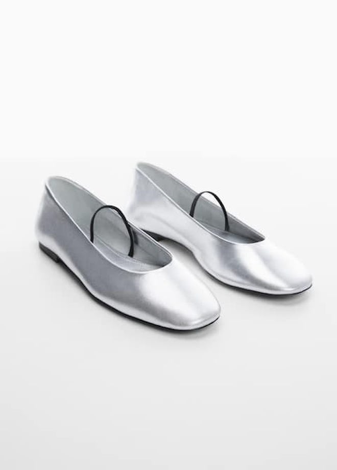 Metallic leather ballerina