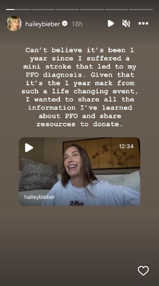 Hailey Bieber spreads awareness on the one-year anniversary of her ministroke.