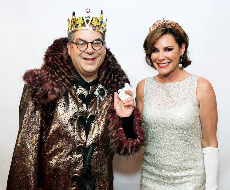 Michael Musto & Countess Luann de Lesseps at a costume party as king and queen.